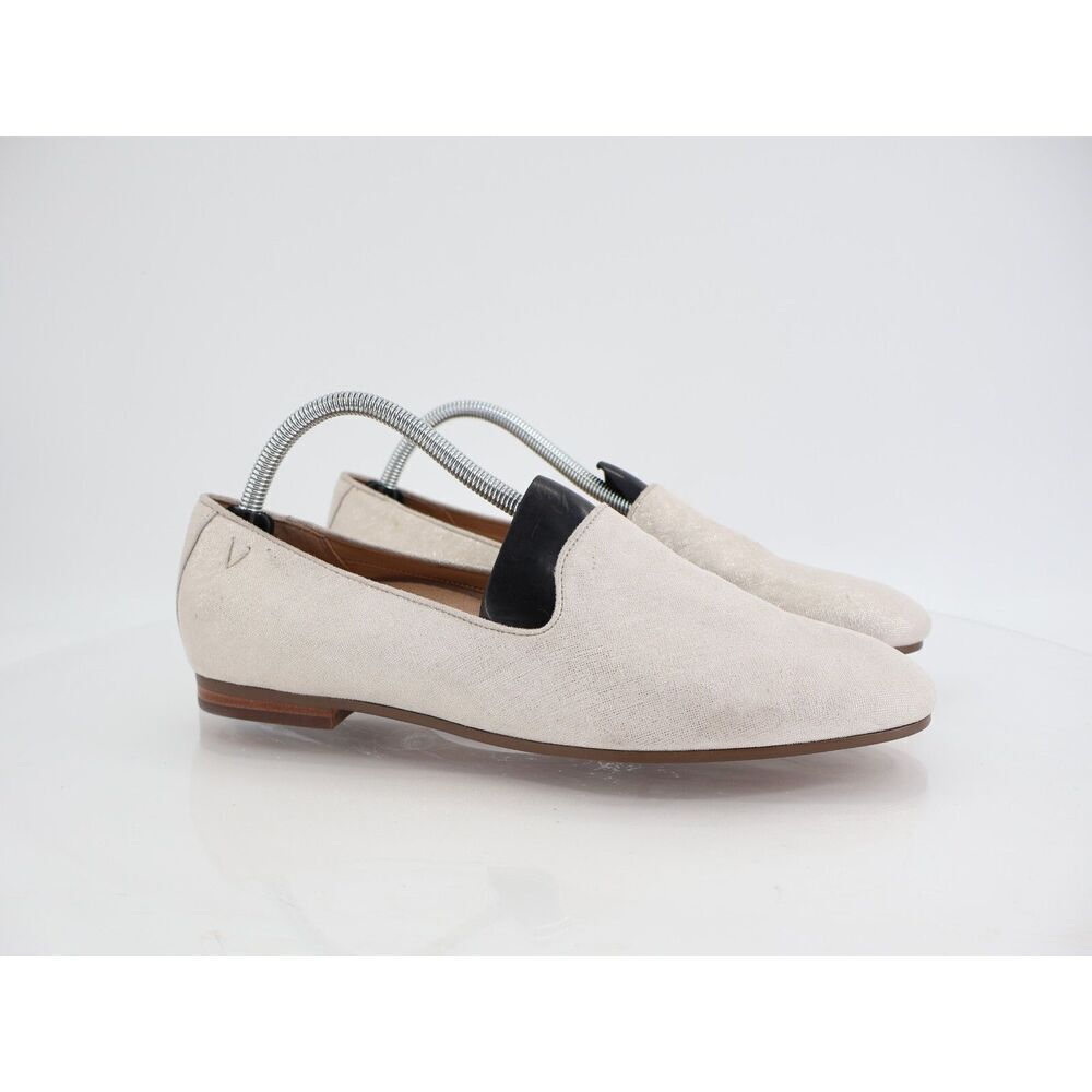 Vionic Ivory Suede Loafers with Black Trim